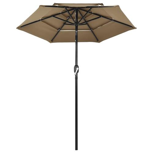 Parasol med aluminiumsstang i 3 niveauer 2 m gråbrun