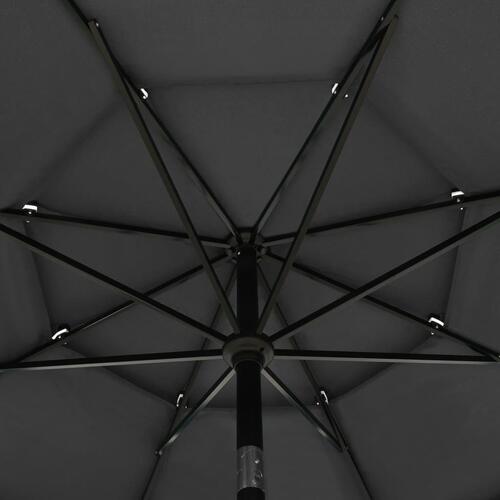Parasol med aluminiumsstang 3,5 m 3 niveauer antracitgrå
