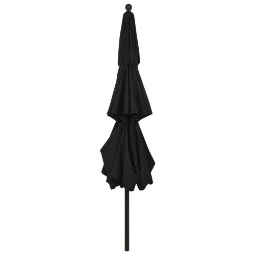 Parasol med aluminiumsstang 3,5 m - 3 niveauer, sort