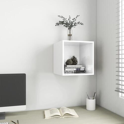 Vægskab 37x37x37 cm konstrueret træ hvid højglans