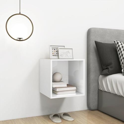 Vægskab 37x37x37 cm konstrueret træ hvid højglans