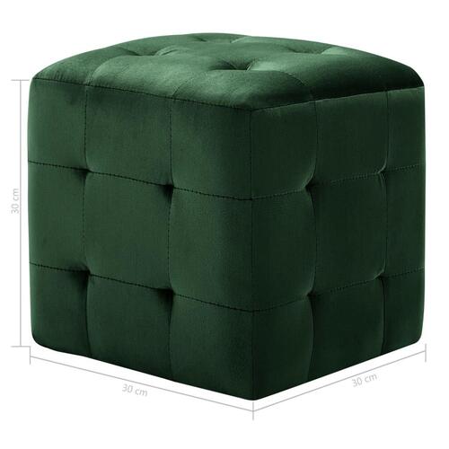 Sengeskabe 2 stk. 30 x 30 x 30 cm fløjlsstof grøn