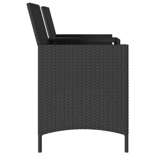 2-personers sofa med bord og hynder polyrattan sort (OUTLET A)