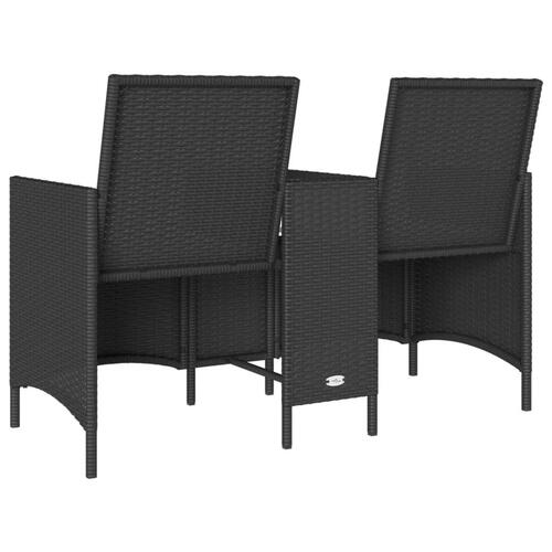 2-personers sofa med bord og hynder polyrattan sort (OUTLET A)