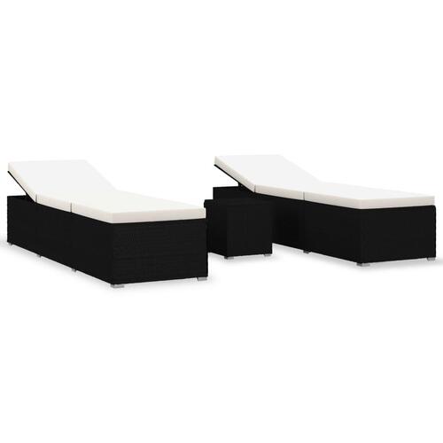 Liggestole 3 dele med tebord polyrattan sort (OUTLET A+)