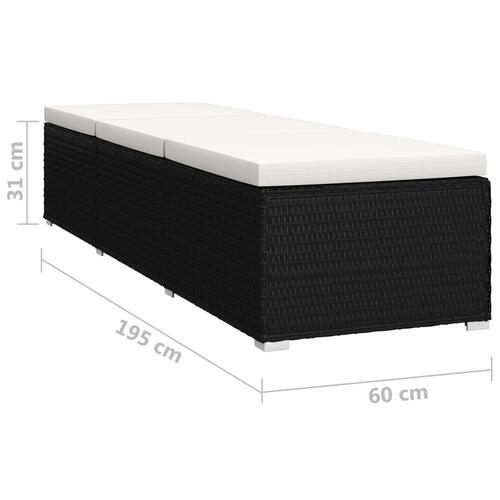 Liggestole 3 dele med tebord polyrattan sort (OUTLET A+)