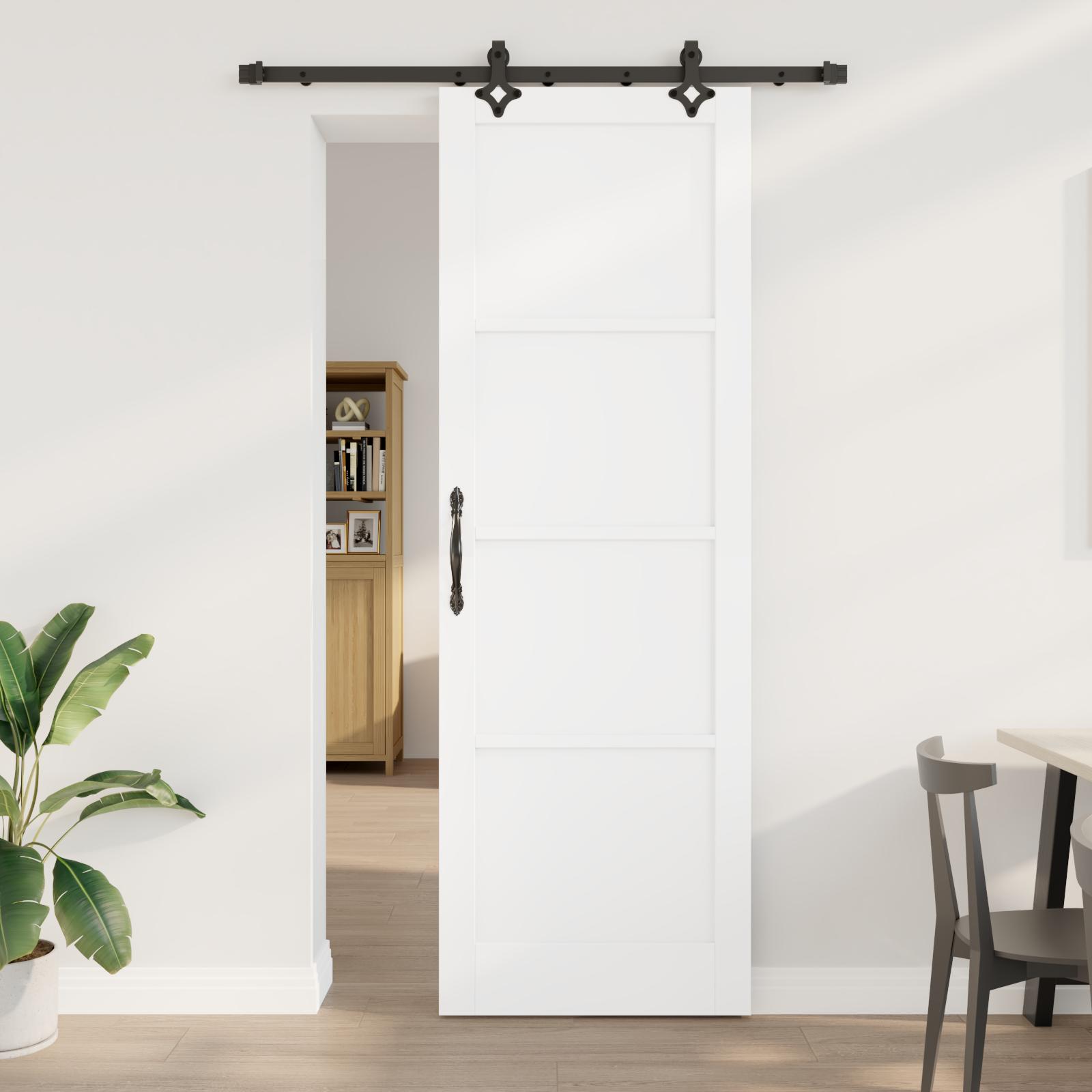 Glasdør med hardware sæt 'ORKDAL'Hvid Massivt Fyrretræ