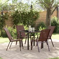 5-delers Have Dining Set med Brun Textilene og Stål