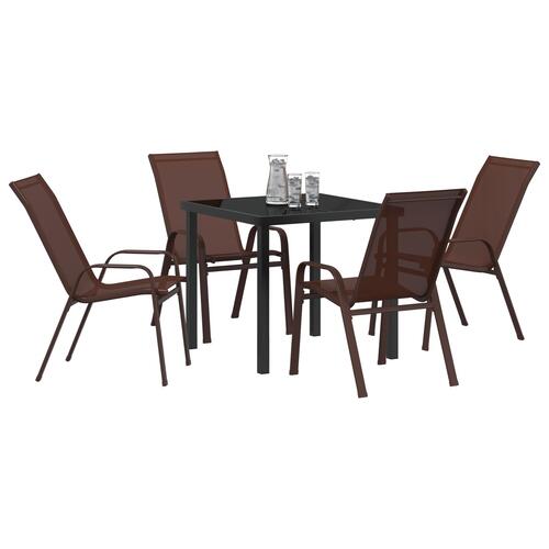 5-delers Have Dining Set med Brun Textilene og Stål