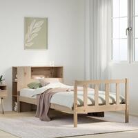Seng med reol uden madras 90x190 cm massivt fyrretræ