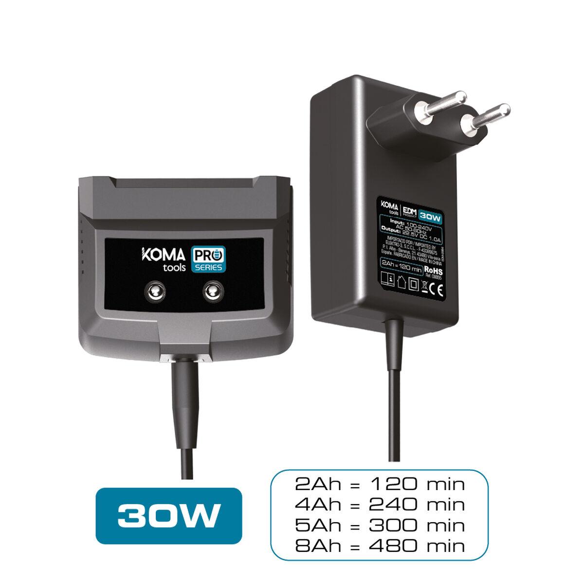 Koma Tools batterioplader 20 V - til 2 Ah, 4 Ah, 5 Ah og 8 Ah batterier