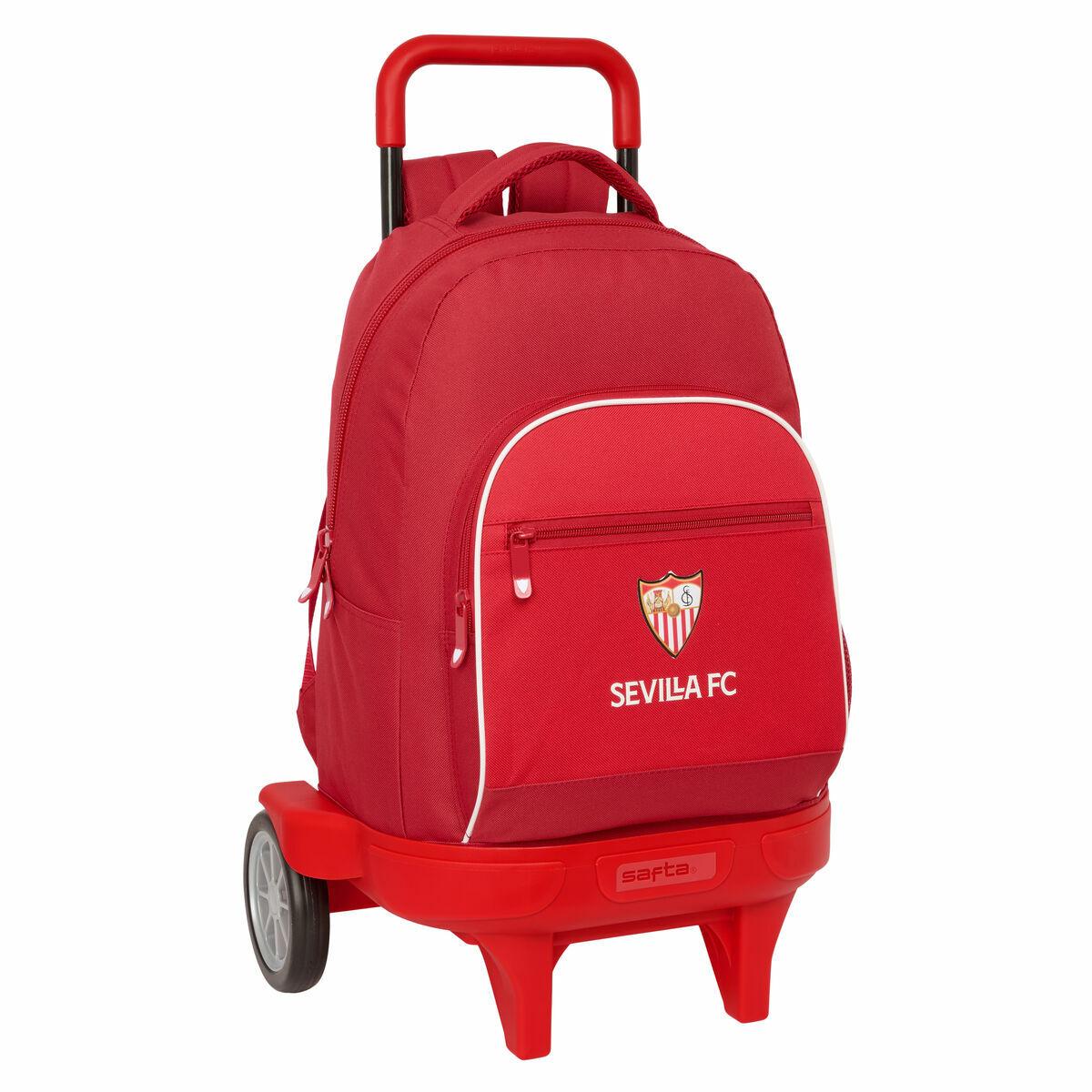 Sevilla Fútbol Club skoletaske med trolley - rød 33 × 45 × 22 cm