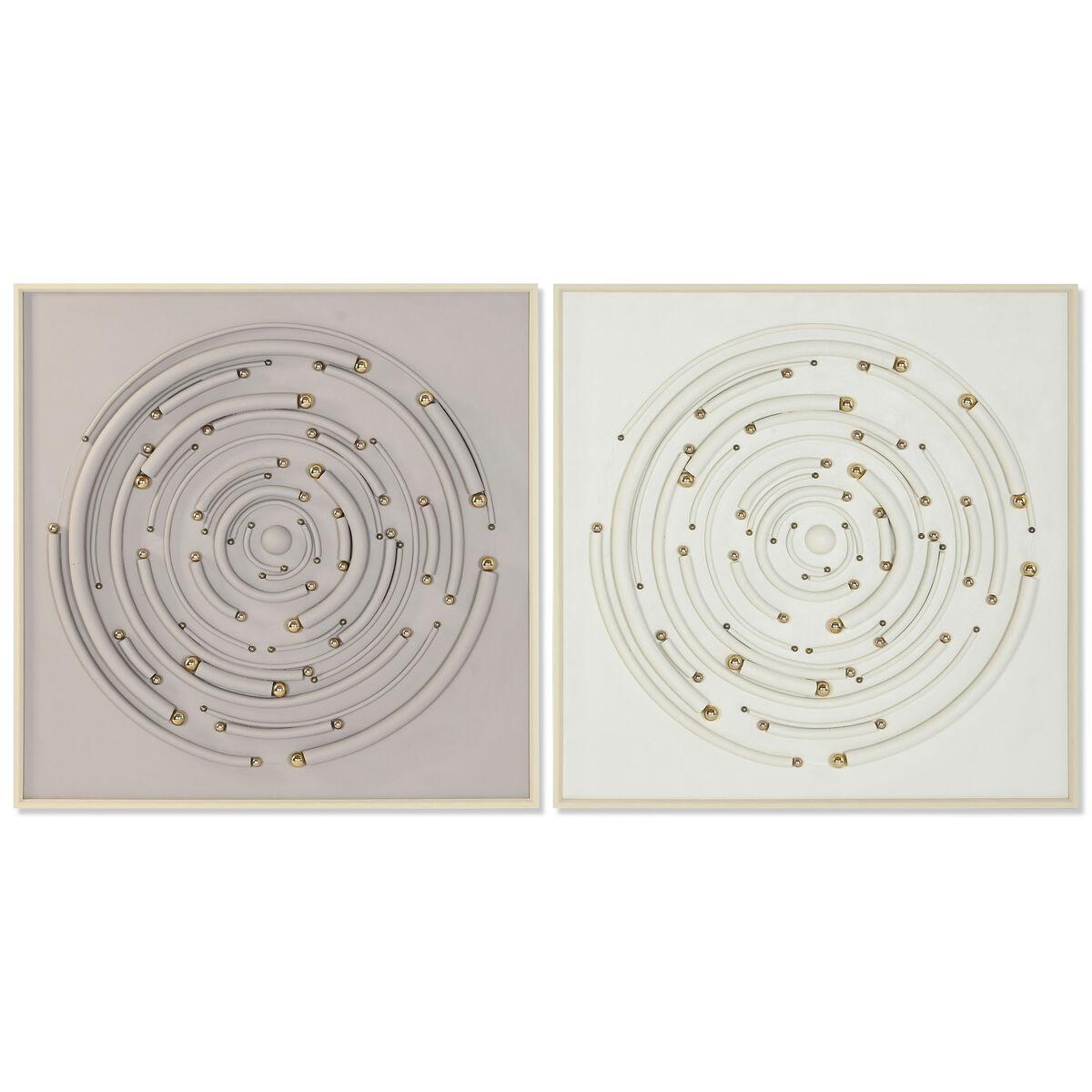 Lærredsmaleri med 3D cirkler, 100 × 100 cm