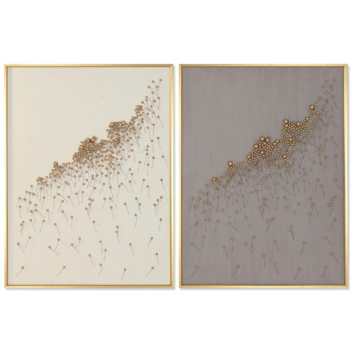 Lærredsmaleri, 3D-design, 90 × 120 cm (beige/grå)