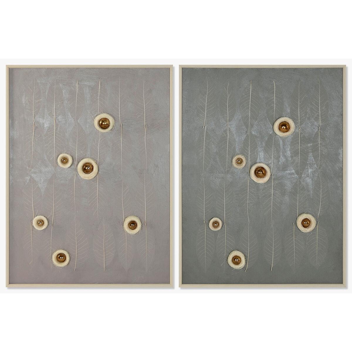 Lærredsmaleri med 3D-design, grøn/beige - 90 × 3,5 × 120 cm