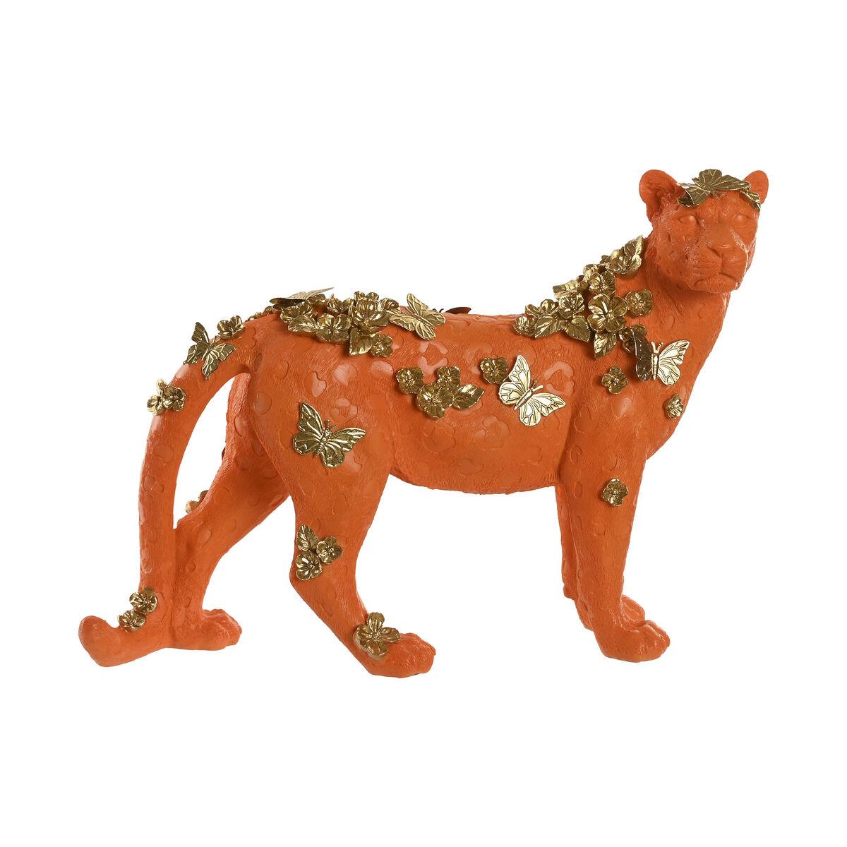 Dekorativ figur - orange/guldfarvet leopard 60 × 21,5 × 43 cm