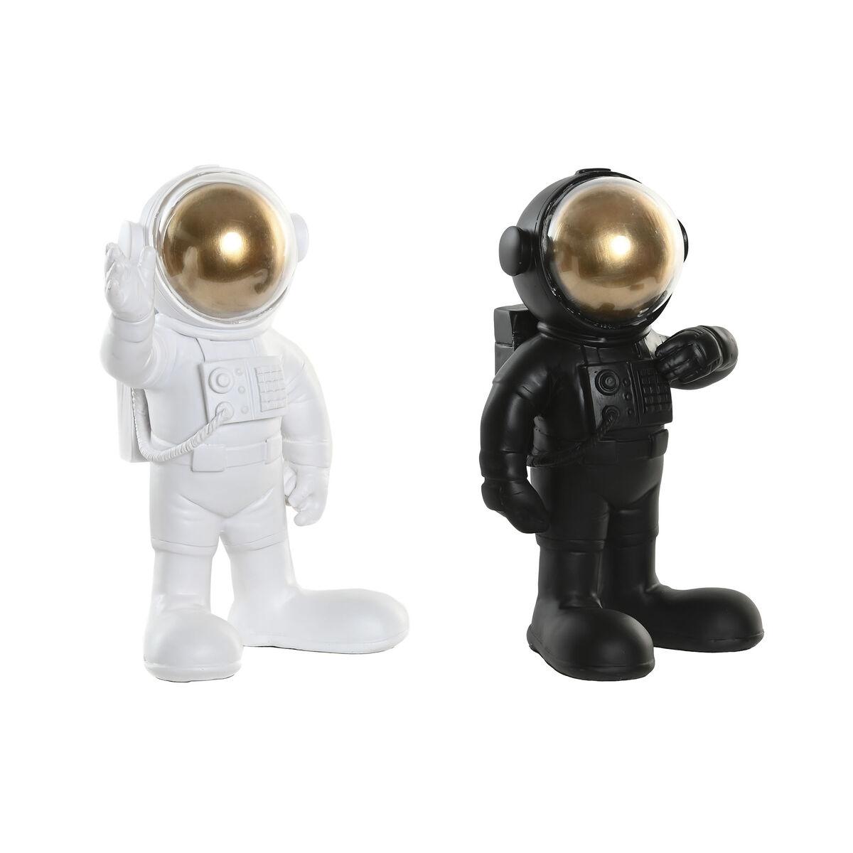 Dekorativ figur - Astronaut kvinde, hvid/sort med gylden hjelm (2 stk.) 20 × 13 × 27 cm