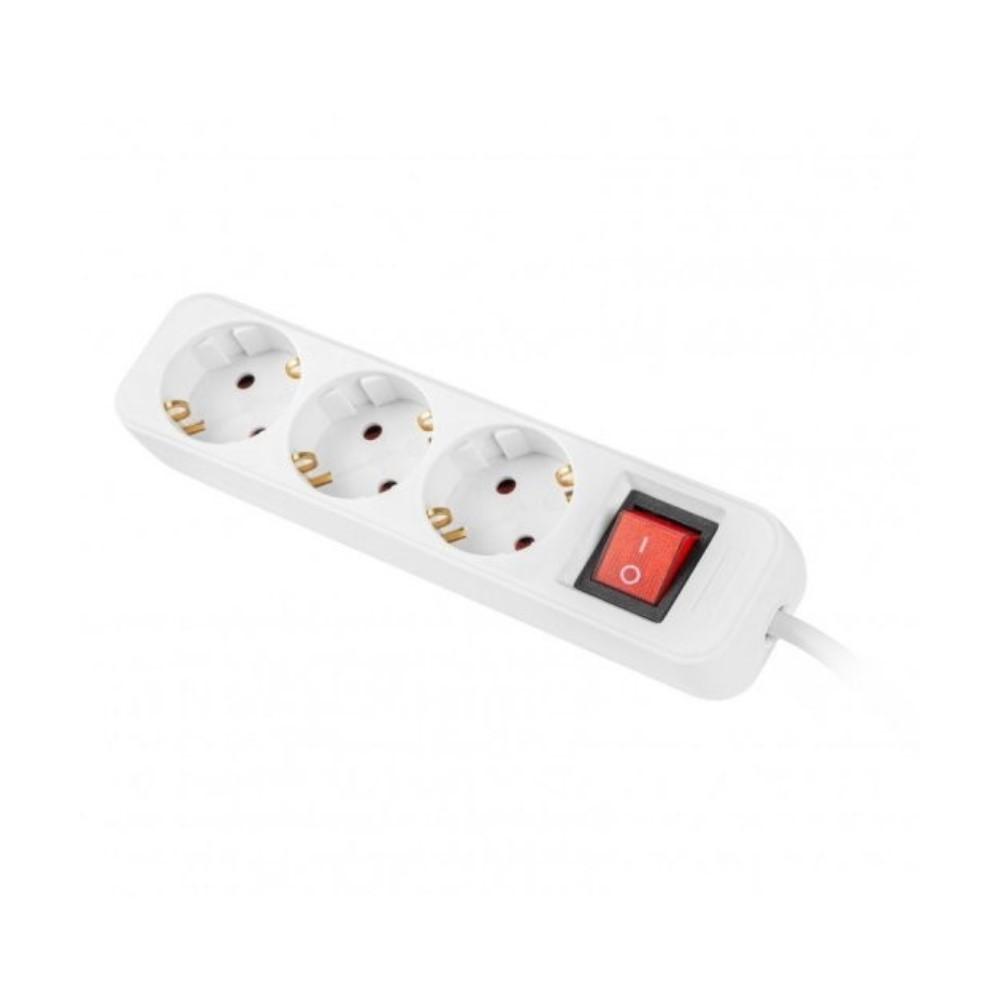 Stikdåse med afbryder Lanberg Schuko 3-vejs 1,5 m - 2.500 W (hvid)