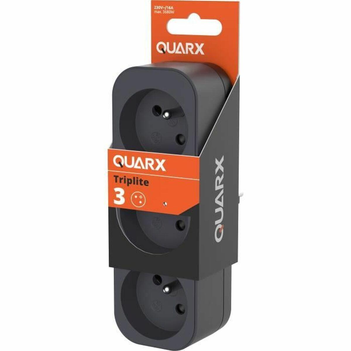 QUARX Triplite stikdåse 3 udtag - 16 A, 3.680 W, sort