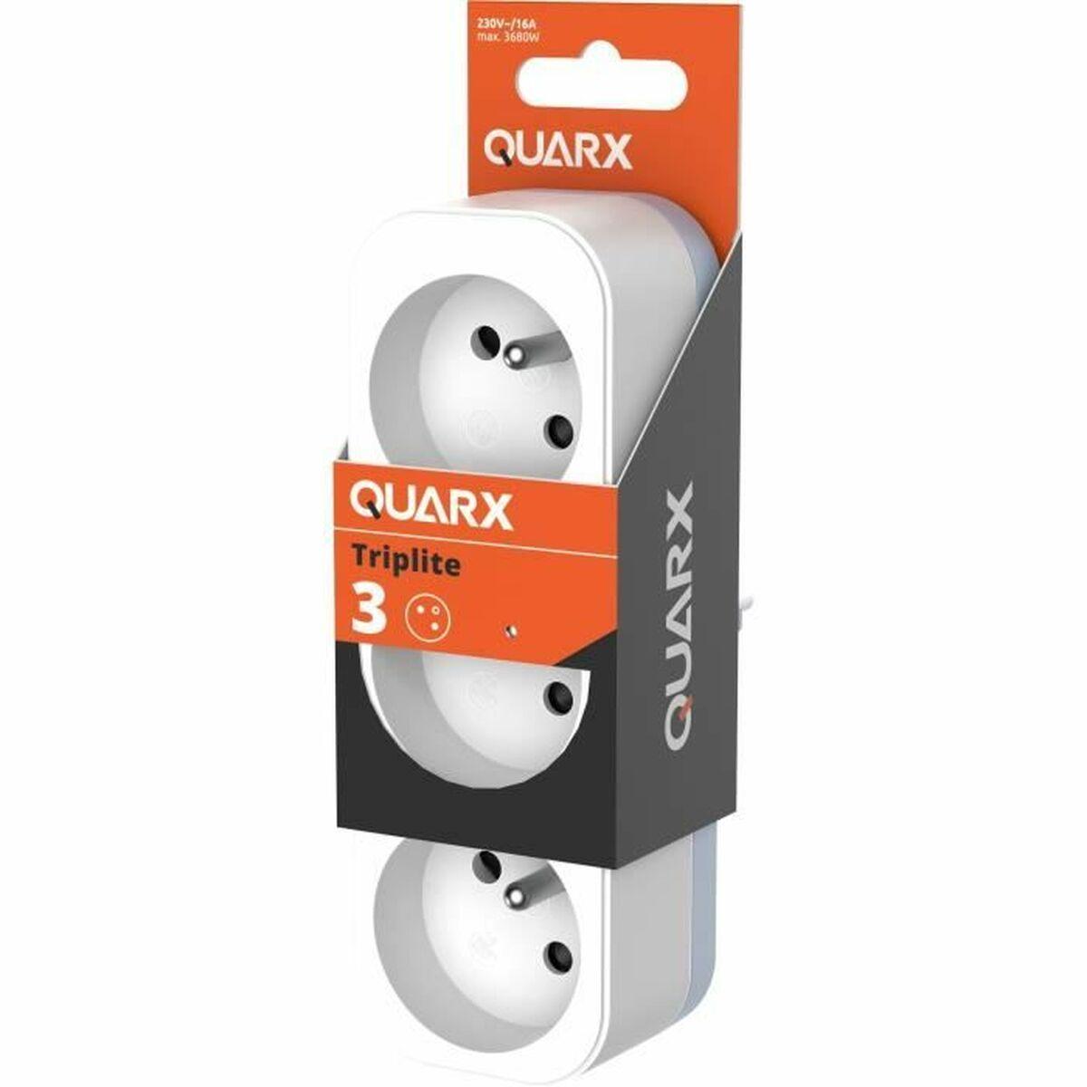 QUARX Triplite stikdåse - 3 x Schuko, 3.680 W, hvid