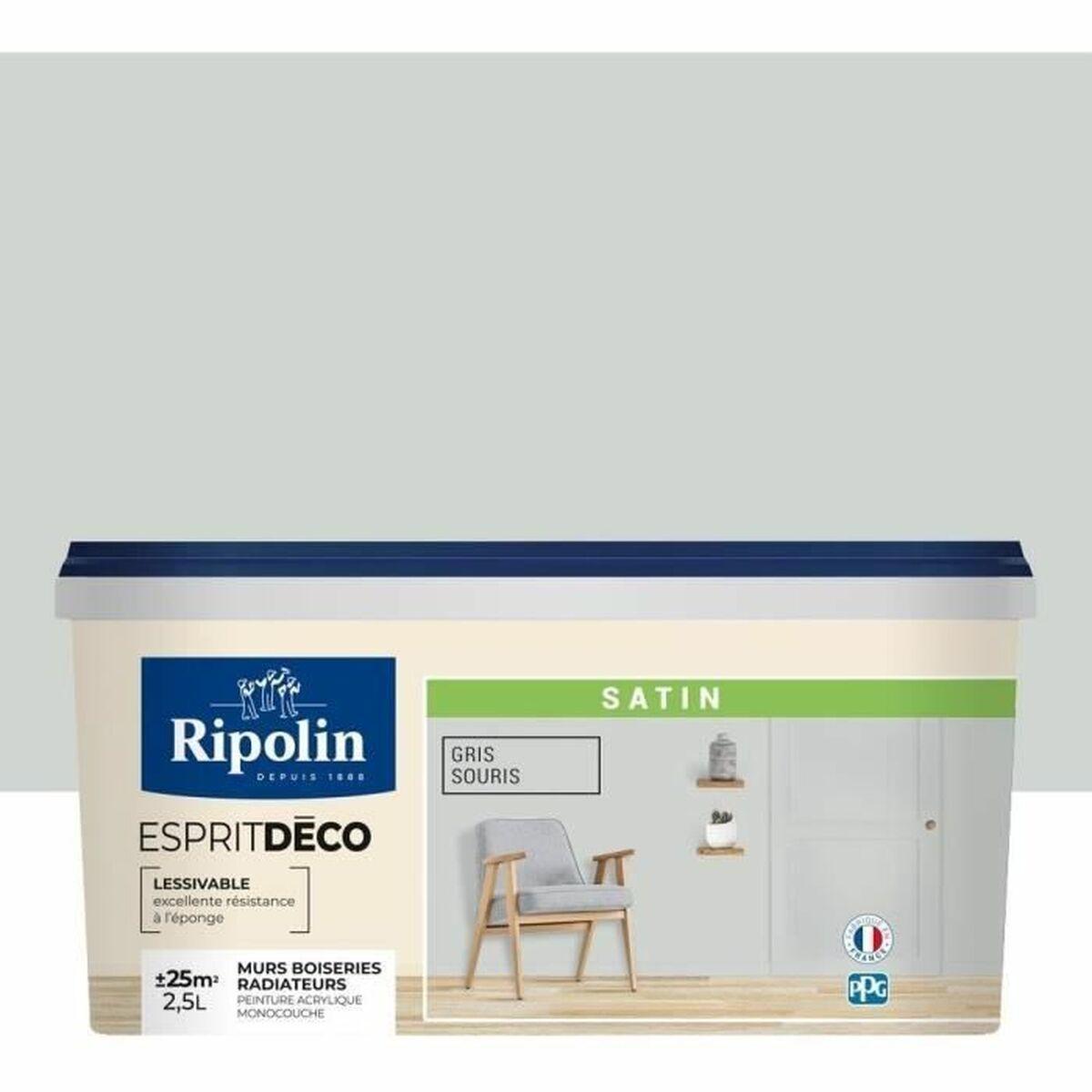 Ripolin vægmaling grå 2,5 l - satin/mat, indendørs/udendørs