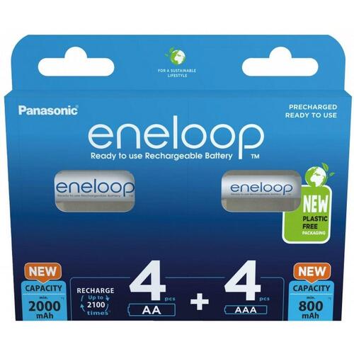 Genopladelige batterier Panasonic BK-3MCDE+4MCDE/8CP