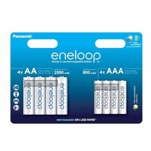 Genopladelige batterier Panasonic BK-3MCDE+4MCDE/8CP
