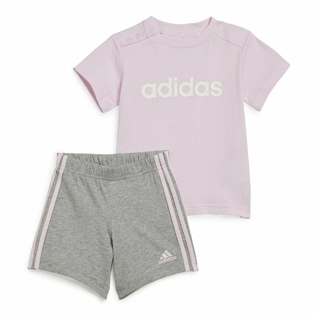 Adidas I Lin Co sæt til piger - grå/lyserød T-shirt og shorts