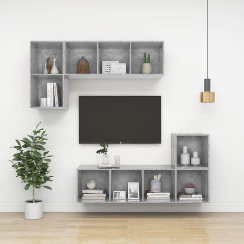 Væghængt tv-bord 37x37x72 cm konstrueret træ betongrå