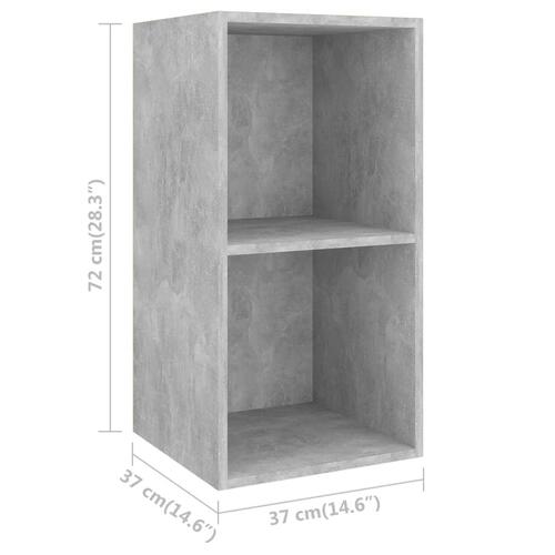 Væghængt tv-bord 37x37x72 cm konstrueret træ betongrå