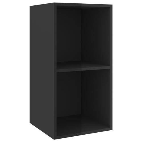 Væghængt tv-bord 37x37x72 cm konstrueret træ sort højglans