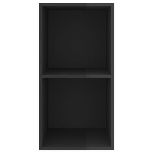 Væghængt tv-bord 37x37x72 cm konstrueret træ sort højglans