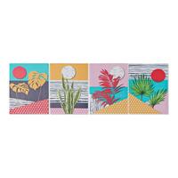 Maleri Tropical Lærred (4 stk) (30 x 1.8 x 40 cm)