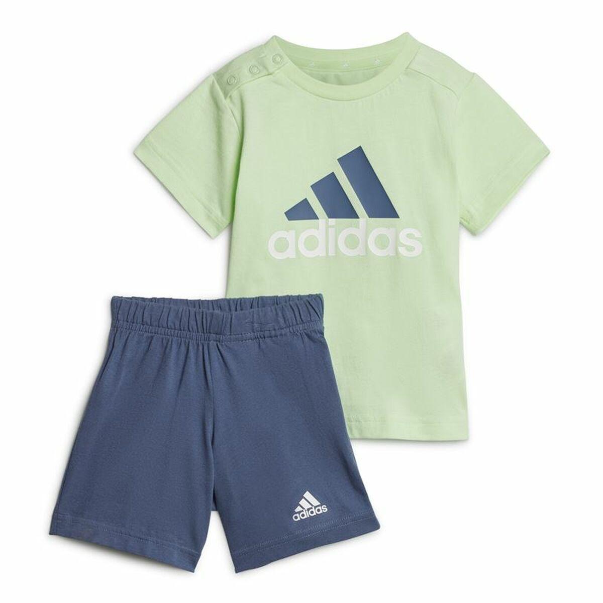 Adidas baby sæt - T-shirt og shorts, blå/lysegrøn, 9-12 måneder billede