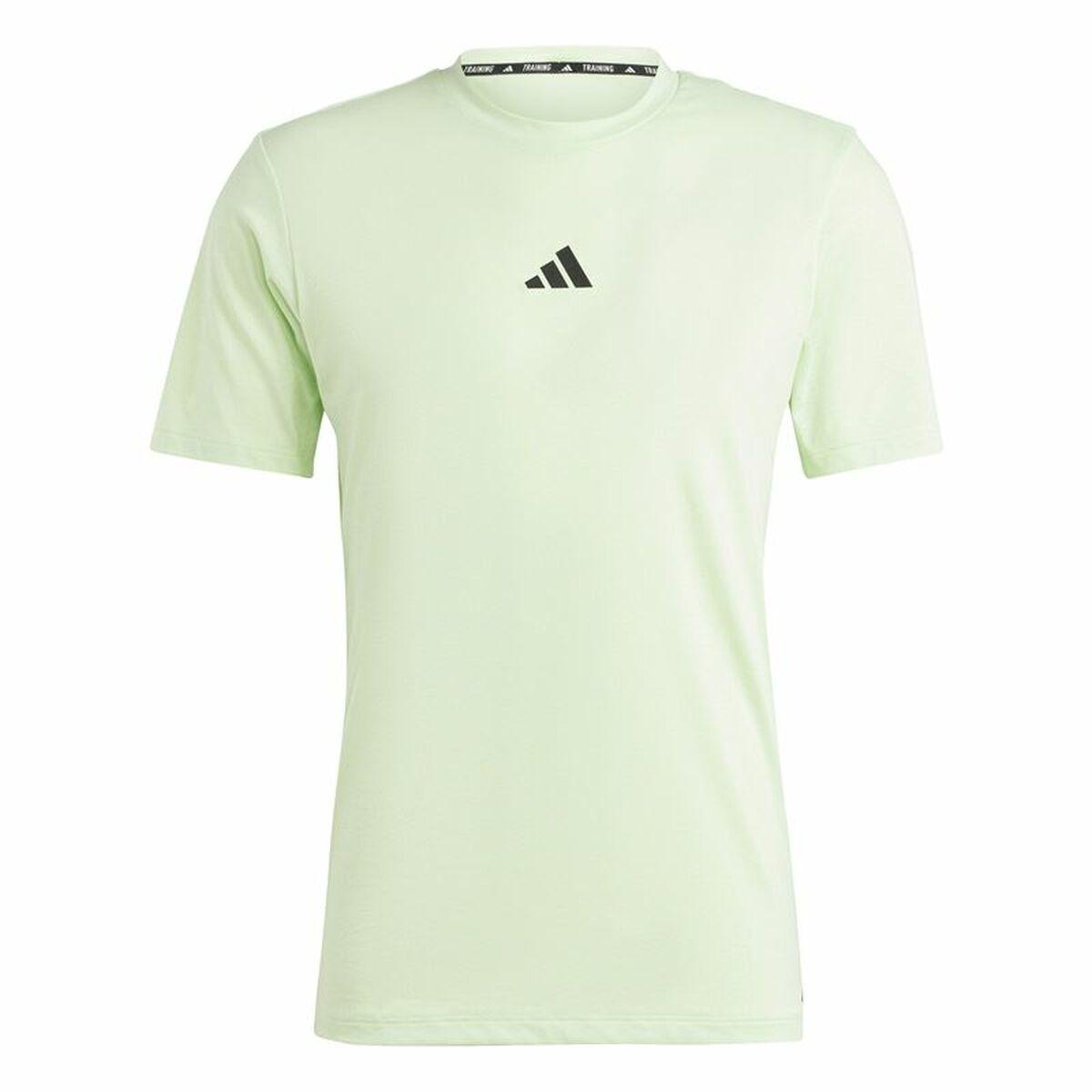 Kortærmet T-shirt til Mænd Adidas Essentials Wo Logo Limegrøn XL