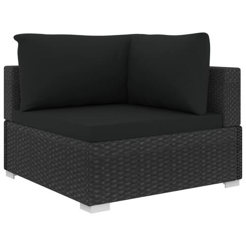 Haveloungesæt 11 dele med hynder polyrattan sort
