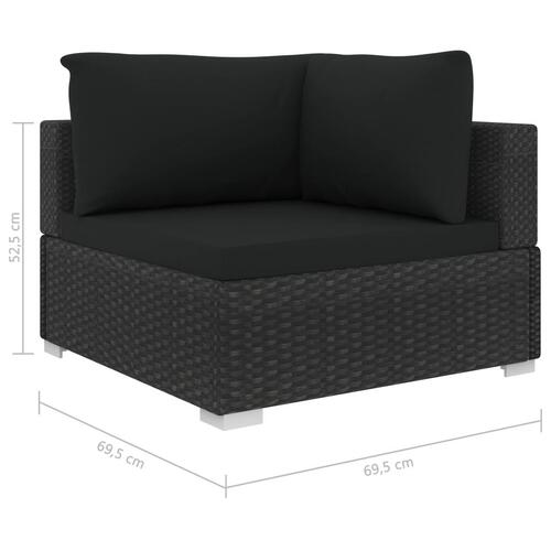 Haveloungesæt 11 dele med hynder polyrattan sort