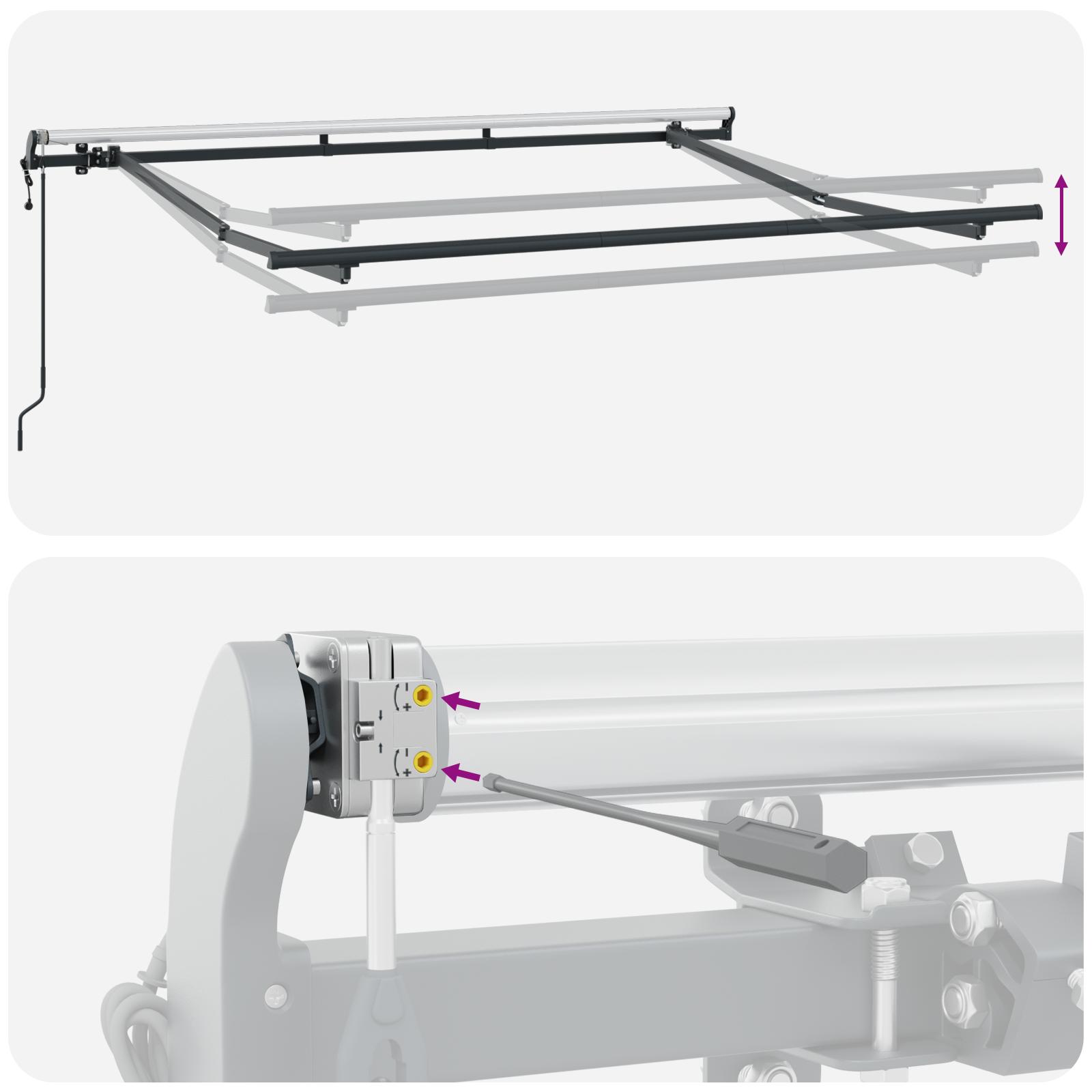 Automatisk Utrækkelig Markise Sort 300x200 cm&& Markise Erstatningsstof til 3x2 m Ramme Sort&& Elektrisk Markise Ramme Utrækkelig 3x2 m Metal