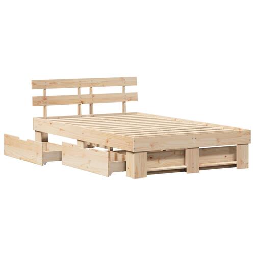 Sengestel med skuffer 140x190 cm Massivt fyrretræ