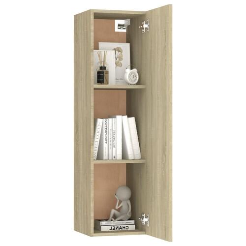 Tv-bord 30,5x30x110 cm konstrueret træ sonoma-eg