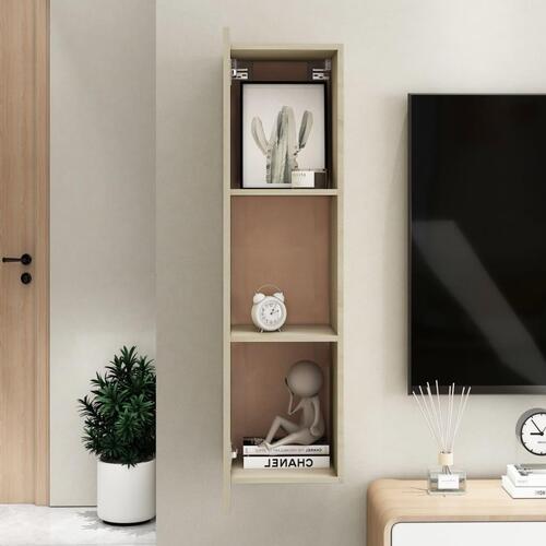 Tv-bord 30,5x30x110 cm konstrueret træ sonoma-eg