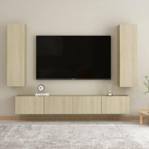Tv-bord 30,5x30x110 cm konstrueret træ sonoma-eg