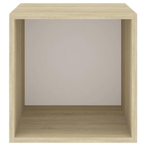 Vægskab 4 stk. 37x37x37 cm konstrueret træ hvid og sonoma-eg
