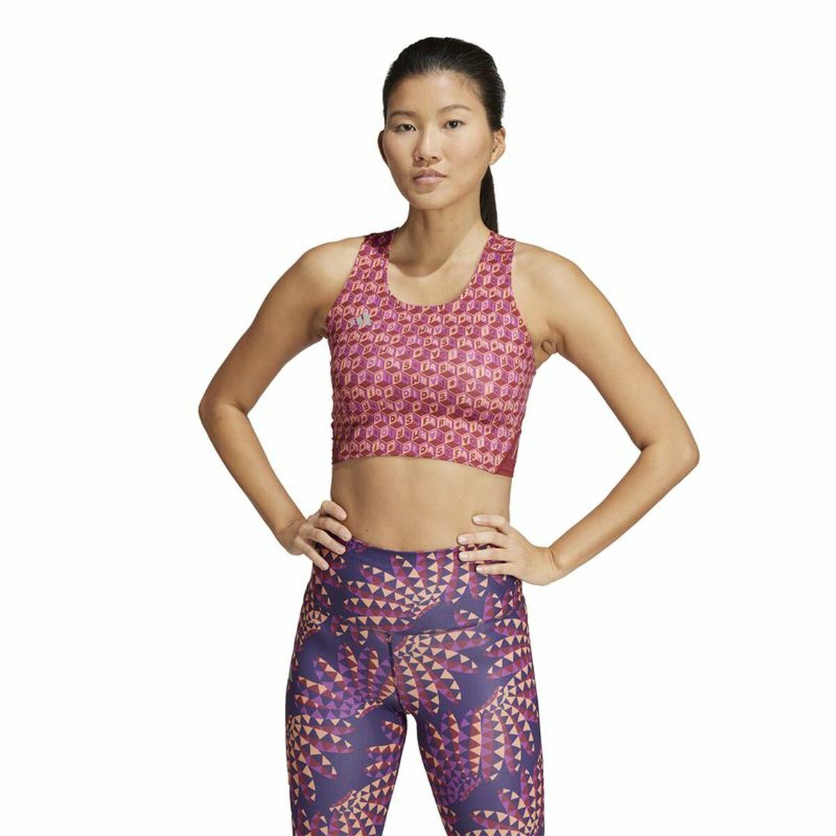 Adidas Adizero x Farm kortærmet løbetop til dame - rødbrun (M)