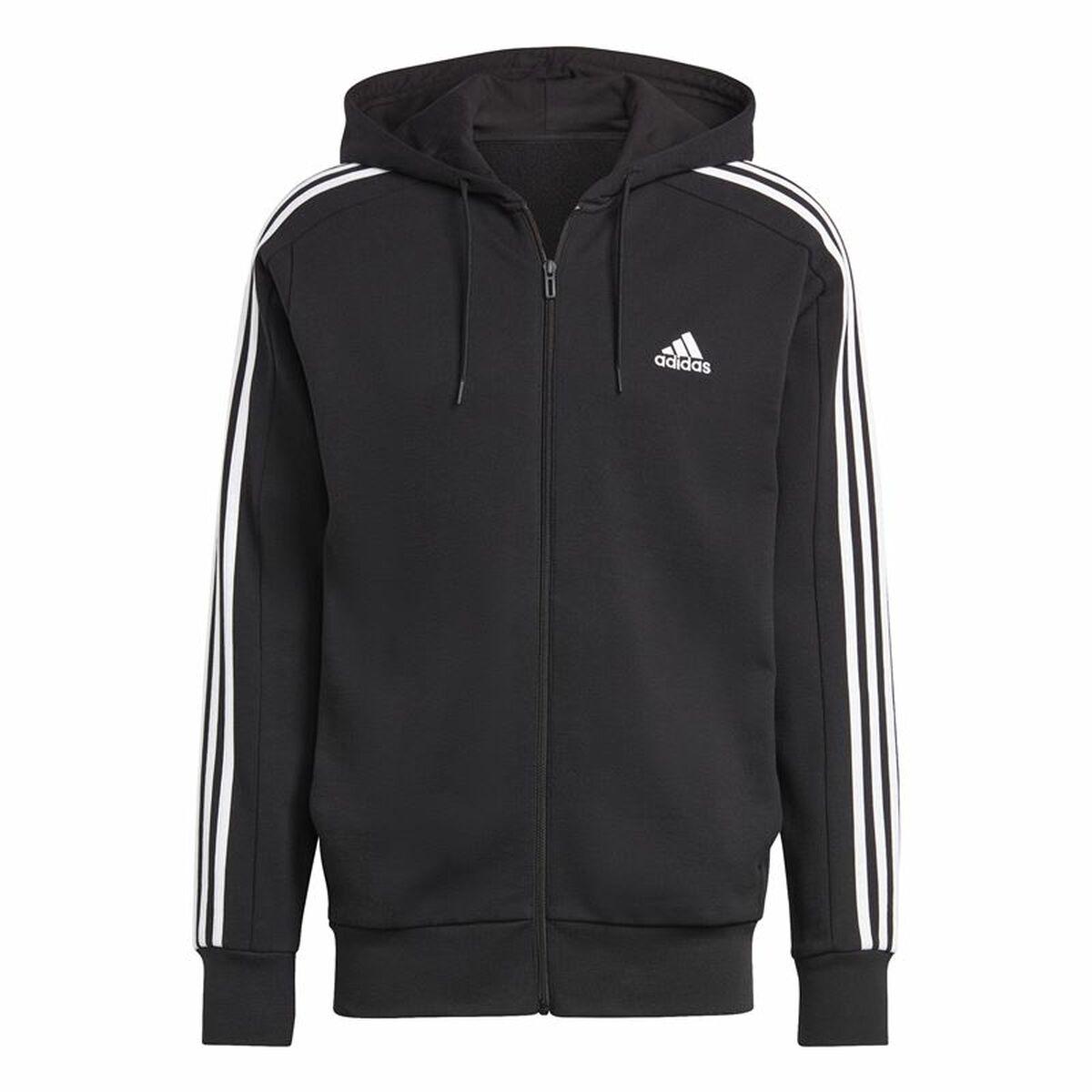 Adidas Essentials French Terry 3-Stripes hættetrøje til mænd - Sort (XS)