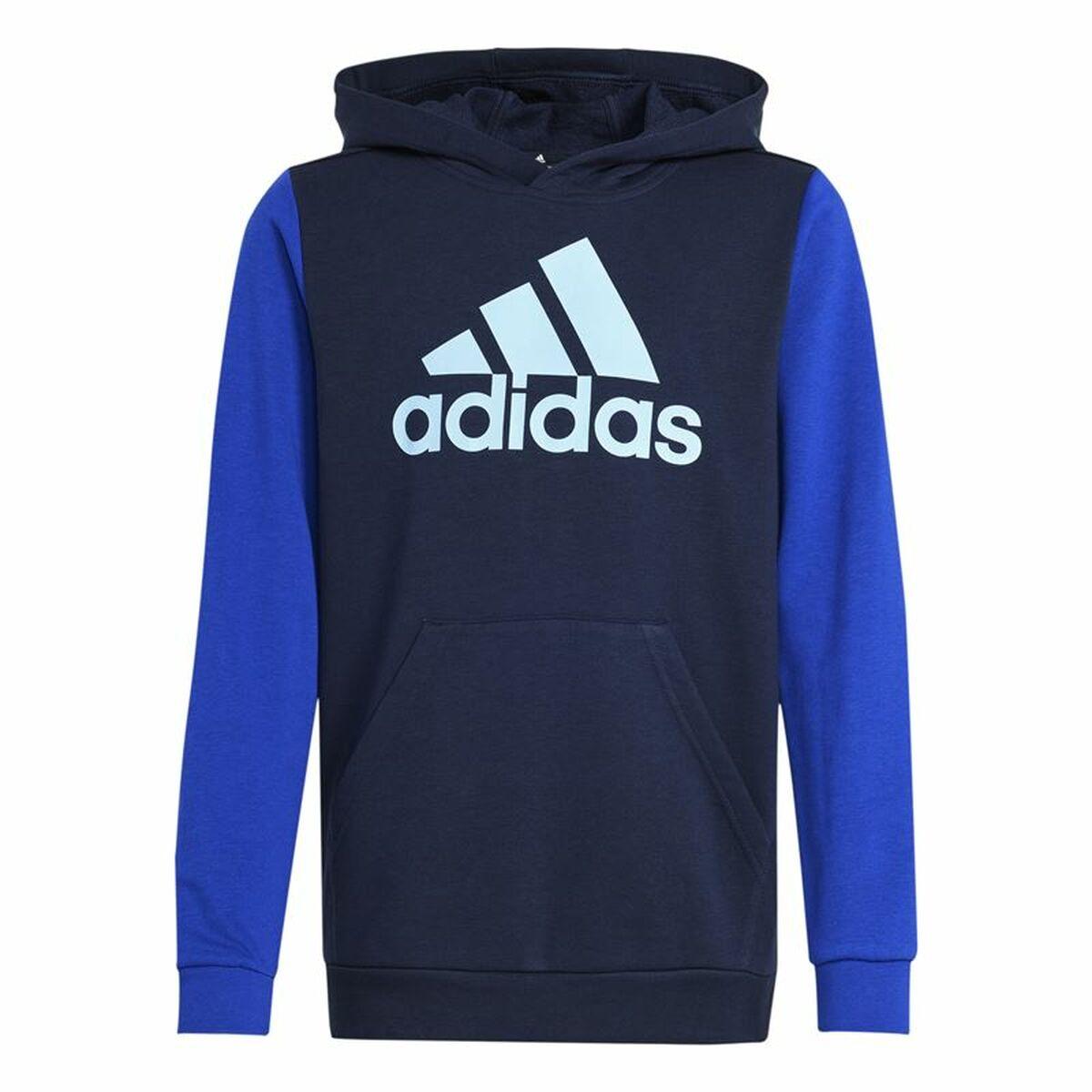 Adidas Essentials Big Logo Colorblock hættetrøje til børn, blå (9-10 år)