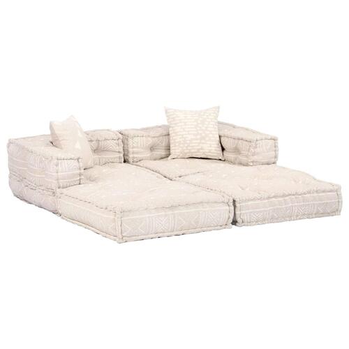 2-personers modulær puf stof beige