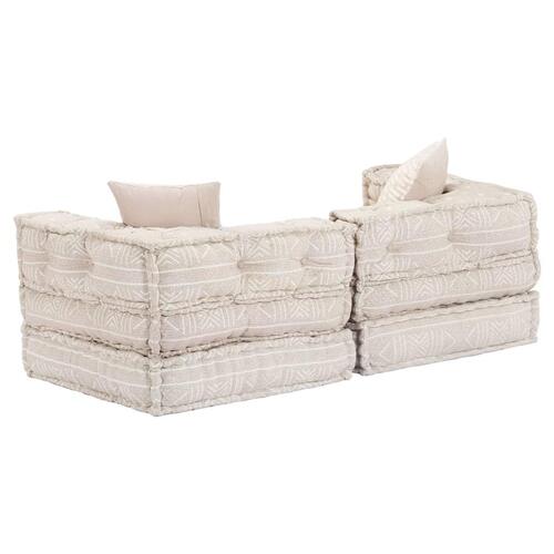 2-personers modulær puf stof beige