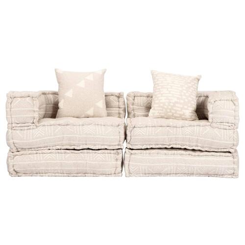 2-personers modulær puf stof beige