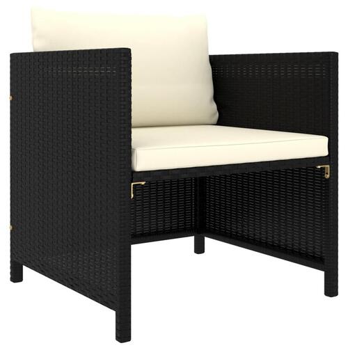 Havesofa med hynder polyrattan sort